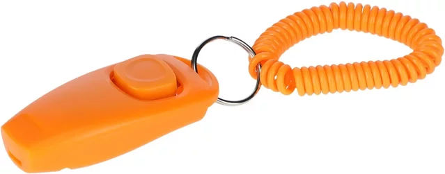 Kerbl 2 in 1 Clicker und Pfeife aus Kunststoff in Orange, 8 cm – Bild 1 von 2