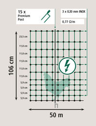 Kerbl AKO Premium Geflügelnetz grün elektrifizierbar mit Doppelspitze aus Edelstahl 50 m 106 cm - 50 m – Bild 1 von 5
