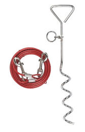 Kerbl Anlegespirale mit Laufleine für Hunde mittlere Rassen 6m Silber Rot – Bild 1 von 4