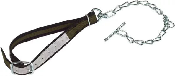 Kerbl Ballenklammer mit Ringkette aus Leder in Braun und Silber – Bild 1 von 1