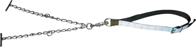 Kerbl Bullenklemme und Halskette mit Doppelgliedkette aus Leder und Gummi in Schwarz und Silber – Bild 1 von 1