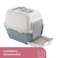 Produktbild von Kerbl Cathy Clever & Smart Haubentoilette für Katzen in Blau und Weiß aus Kunststoff - 1 Stk.