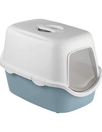 Kerbl Cathy F Katzentoilettenhaus mit Türe und Filter Blau 56x40x40 cm – Bild 1 von 4