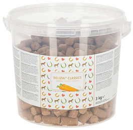 Produktbild von Kerbl Delizia Belohnungswürfel Karotte Pferdefutter Ergänzungsfutter 3kg Eimer - 3 kg