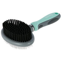 Produktbild von Kerbl Doppelte flexible Bürste für Hunde und Katzen mit Metallbürstenkopf zur Fellpflege