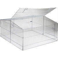 Produktbild von Kerbl Easy Freilaufgehege für Kaninchen aus Metall mit Sonnenschutz 115 x 115 x 60 cm silber