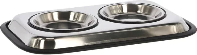 Kerbl Edelstahlnapf Duo Doppelnapf für Hunde und Katzen 2 x 400 ml rutschfest - 2 x 450 ml – Bild 1 von 3
