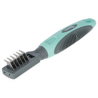 Produktbild von Kerbl Fell-Entfilzungsmesser mit 6 Edelstahl-Klingen für Hunde und Katzen in Türkis/Grau 18 cm