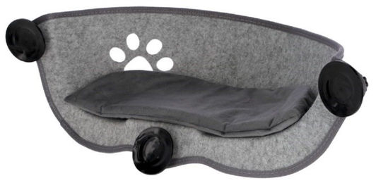 Kerbl Filzino Fensterliegebett für Katzen, graue Hängematte aus Filz mit herausnehmbarem Innenkissen – Bild 1 von 8