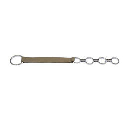 Produktbild von Kerbl Flachglieder-Halsband mit Gurt oben 1 Ring und unten 3 Ringe in Braun