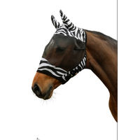 Produktbild von Kerbl Fliegenschutzmaske für Pferde mit Ohrenschutz im Zebra-Design aus Polyester