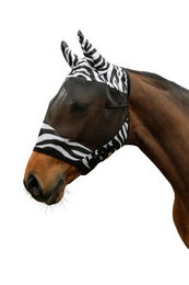 Kerbl Fliegenschutzmaske für Ponys mit Ohrenschutz im Zebra-Design aus Polyester – Bild 1 von 6