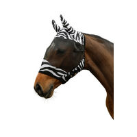 Produktbild von Kerbl Fliegenschutzmaske für Ponys mit Ohrenschutz im Zebra-Design aus Polyester