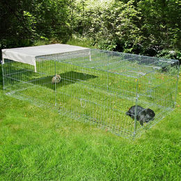 Produktbild von Kerbl Freigehege 4-Eck aus Metall mit Ausbruchsperre und Gitterdach für Kaninchen und Meerschweinchen Grau L 200 x B 100 x H 60 cm