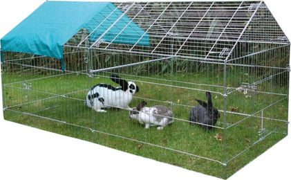 Kerbl Freilaufgehege aus Metall mit Sonnenschutz für Kaninchen und Hühner 220x103x103cm verzinkt – Bild 1 von 6