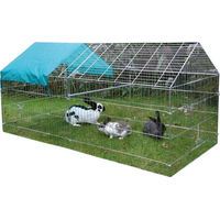 Produktbild von Kerbl Freilaufgehege aus Metall mit Sonnenschutz für Kaninchen und Hühner 220x103x103cm verzinkt
