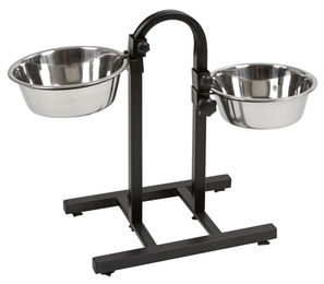 Kerbl Futterbar Deluxe Napfhalter mit 2 Edelstahl Näpfen 2x2800 ml höhenverstellbar Schwarz - 2800 ml – Bild 1 von 6