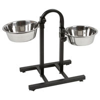 Produktbild von Kerbl Futterbar Deluxe Napfhalter mit 2 Edelstahl Näpfen 2x2800 ml höhenverstellbar Schwarz - 2800 ml
