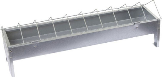 Produktbild von Kerbl Futtertrog für Hühner aus Metall in Silber 50x10 cm
