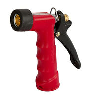 Produktbild von Kerbl Gilmour Abspritzbrause mit Wasserschlauch und Messingdüse aus Metall in Rot und Gold