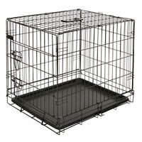 Produktbild von Kerbl Gittertransportbox für Hunde aus Metall in Schwarz mit 63x48x57cm