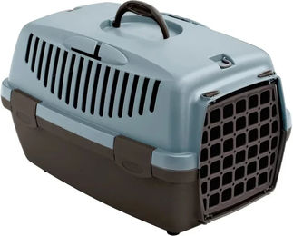 Kerbl Gulliver 1 Transportbox für Hunde und Katzen aus Kunststoff Blau Braun – Bild 1 von 5