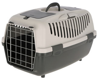 Kerbl Gulliver Transportbox für Hunde und Katzen aus Kunststoff in Grau Weiß Größe M mit Metalltür – Bild 1 von 10
