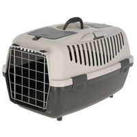 Produktbild von Kerbl Gulliver Transportbox für Hunde und Katzen aus Kunststoff in Grau Weiß Größe M mit Metalltür