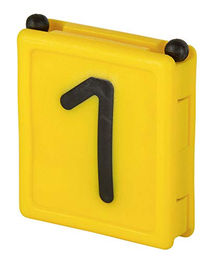 Kerbl Halsbandnummer DUO Nummernschild für faltbare Halskette gelb Nr. 1 6er Pack – Bild 1 von 1