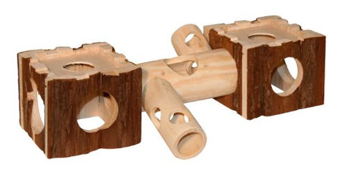 Kerbl Hamsterburg mit Tunnel aus Naturholz für Hamster 40 x 12 x 10 cm – Bild 1 von 3