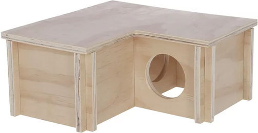 Kerbl Hamsterhaus aus Holz mit 3 Kammern und abnehmbarem Dach 24x24x11 cm für Hamster, Mäuse und Degus – Bild 1 von 3