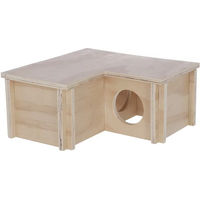 Produktbild von Kerbl Hamsterhaus aus Holz mit 3 Kammern und abnehmbarem Dach 24x24x11 cm für Hamster, Mäuse und Degus