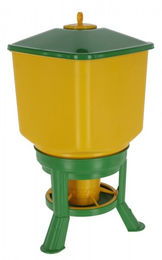 Kerbl Hobbyfarming Futterautomat mit Standfüßen aus Kunststoff für Hühner und Kaninchen 50l Gelb/Grün – Bild 1 von 3