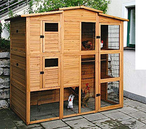 Kerbl Hobbyfarming Hühnerstall aus Holz mit 6 Legenestern und wetterfestem Dach Braun 222 x 115 x 200 cm – Bild 1 von 9