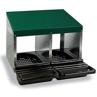 Produktbild von Kerbl Hobbyfarming Legenest für Hühner aus verzinktem Metall mit 2 Abteilen in Grün und Silber