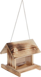 Kerbl Hobbyfarming Vogelfutterhaus aus Holz mit Sichtfenster und wetterfestem Dach in Natur/Braun – Bild 1 von 4