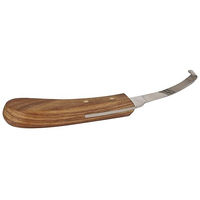 Produktbild von Kerbl Hufmesser für die Hufpflege links schmal mit Holzgriff in Braun