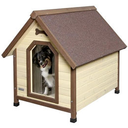 Kerbl Hundehütte 4-Seasons aus Holz wasserfest in Braun und Beige – Bild 1 von 6