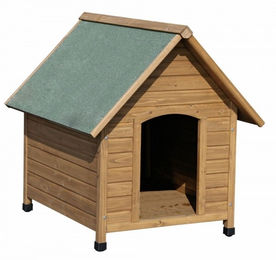 Kerbl Hundehütte aus Holz in Braun Grün Natur wetterfest mit Bitumendach 85x73x80 cm – Bild 1 von 10