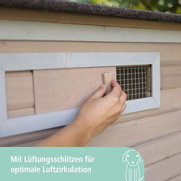 Kerbl Hundehütte aus Holz mit wetterfestem Dach und Schiebefenstern 134x92x82 cm – Bild 1 von 11
