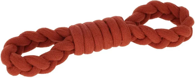 Produktbild von Kerbl Hundespielzeug aus geflochtenem Baumwollseil in Braun und Rot