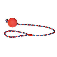 Produktbild von Kerbl Hundespielzeug Moosgummiball mit Seil Rot 60/65 cm