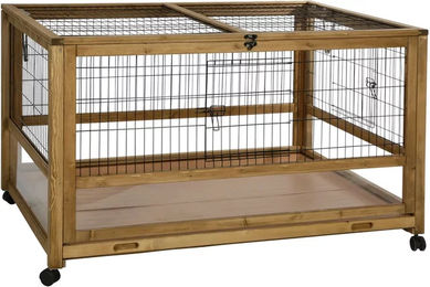 Kerbl Indoor Space Kleintierkäfig aus Holz für Nagetiere 116 x 75 x 70 cm Beige Braun – Bild 1 von 6
