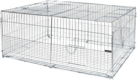 Kerbl Jungtierfreilaufgehege für Kaninchen aus Metall mit Ausbruchsperre 144 x 112 x 60 cm in Silber – Bild 1 von 3