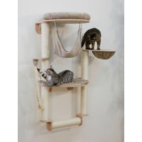 Produktbild von Kerbl Katzenbaum Dolomit Grappa Pro zur Wandmontage in Taupe mit Hängematte und Korb aus Sisal 138 cm hoch