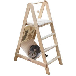 Kerbl Katzenkratzbaum aus Massivholz mit Sisal und Hängematte in Beige – Bild 1 von 1