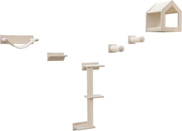 Kerbl Kletterwand Monte Falco Katzen Kletterwand aus Holz in Beige 6-teilig – Bild 1 von 2
