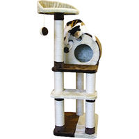 Produktbild von Kerbl Kratzbaum PLANET X mit Katzenhöhle in Braun-Beige, 50 x 40 x 127 cm