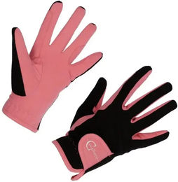 Produktbild von Kerbl Lilli Starlight Kinderhandschuhe aus Kunstleder Schwarz Rosa Größe L
