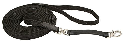 Kerbl Longierleine mit Lederstegen und Handschlaufe in Schwarz 8 m - 8 m – Bild 1 von 3